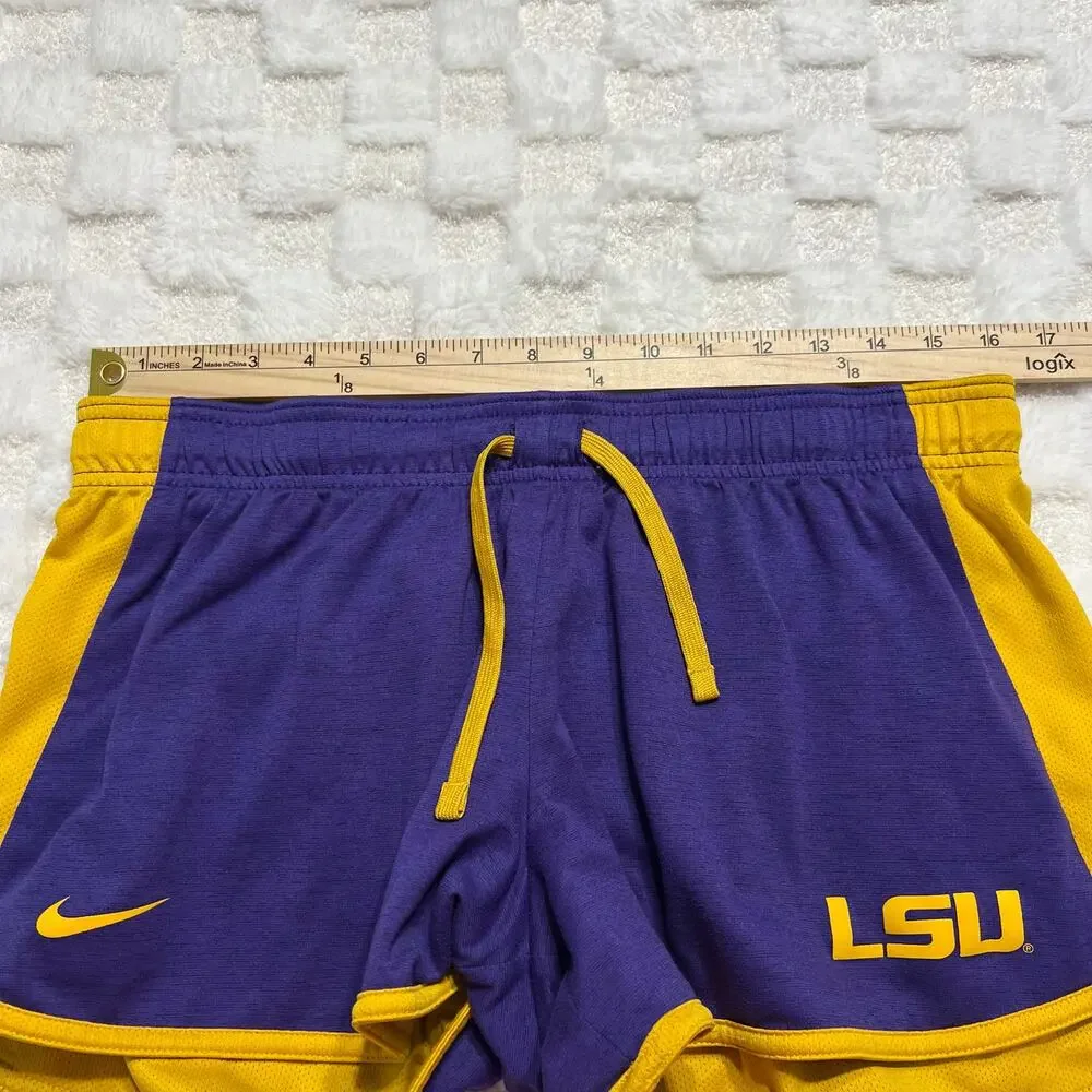 Nike LSU Tigers Womens Large Reversible Athletic Running Shorts Purple Gold